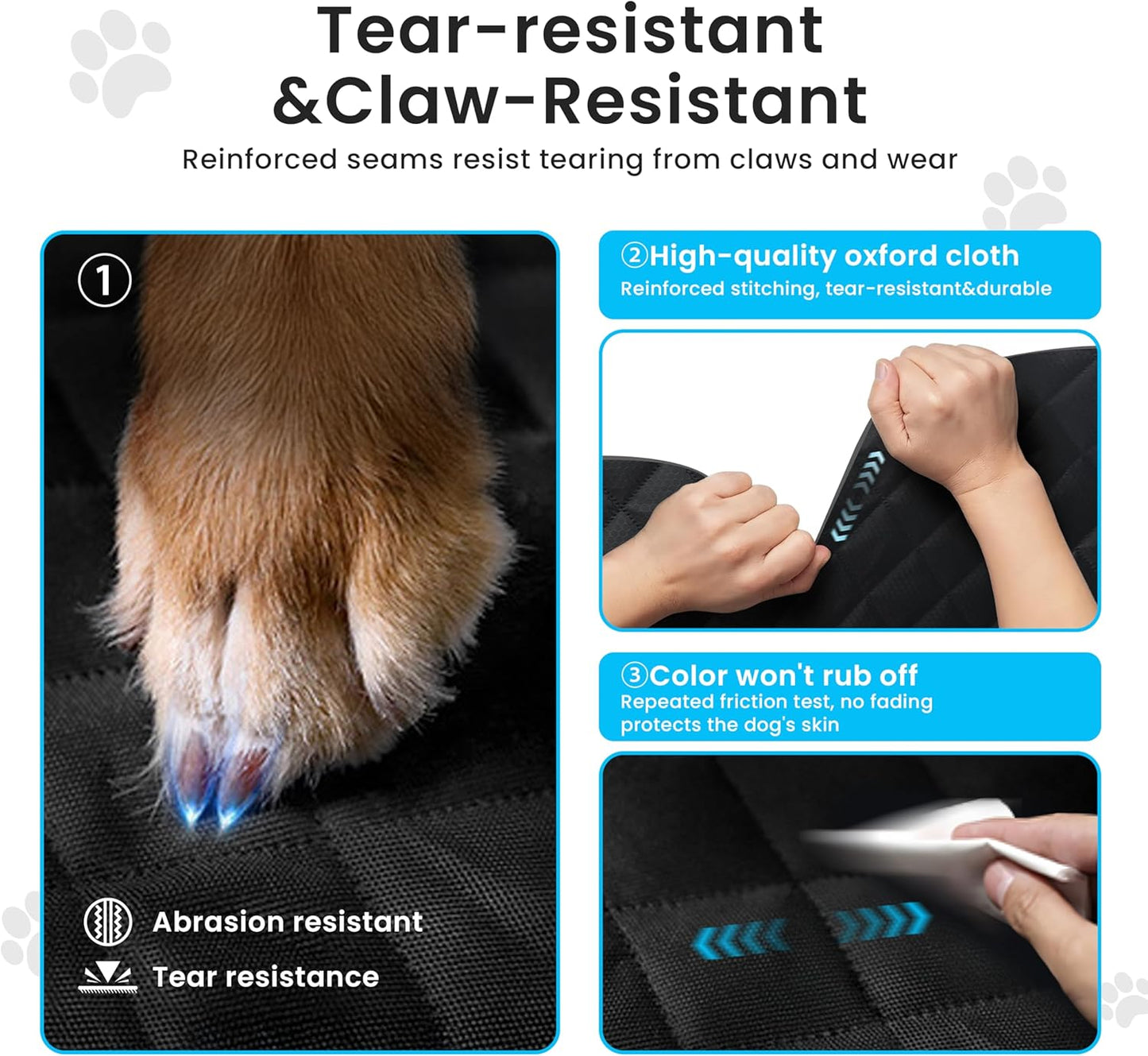 Hard-Bottom Dog Seat Cover w/Door Protector - 450 lb Capacity, Waterproof Non-Slip for SUV/Truck