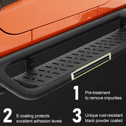 6" Two-Step Running Boards for 2007-2018 Jeep Wrangler JK 2-Door