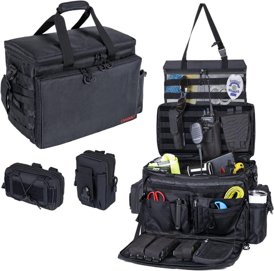 Patrol Bag Law Enforcement Duty Bag with 2 Detachable MOLLE Pouches - OHMU
