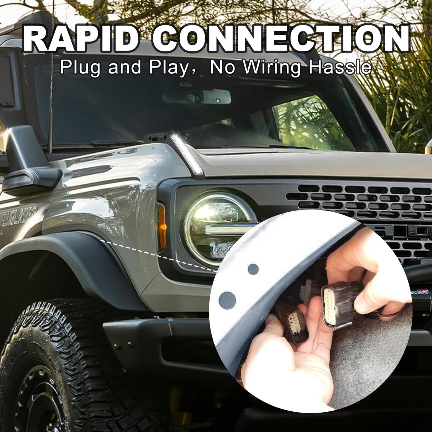 Bronco Trail Sight LED Hood Light, Aluminum, Turn Signal