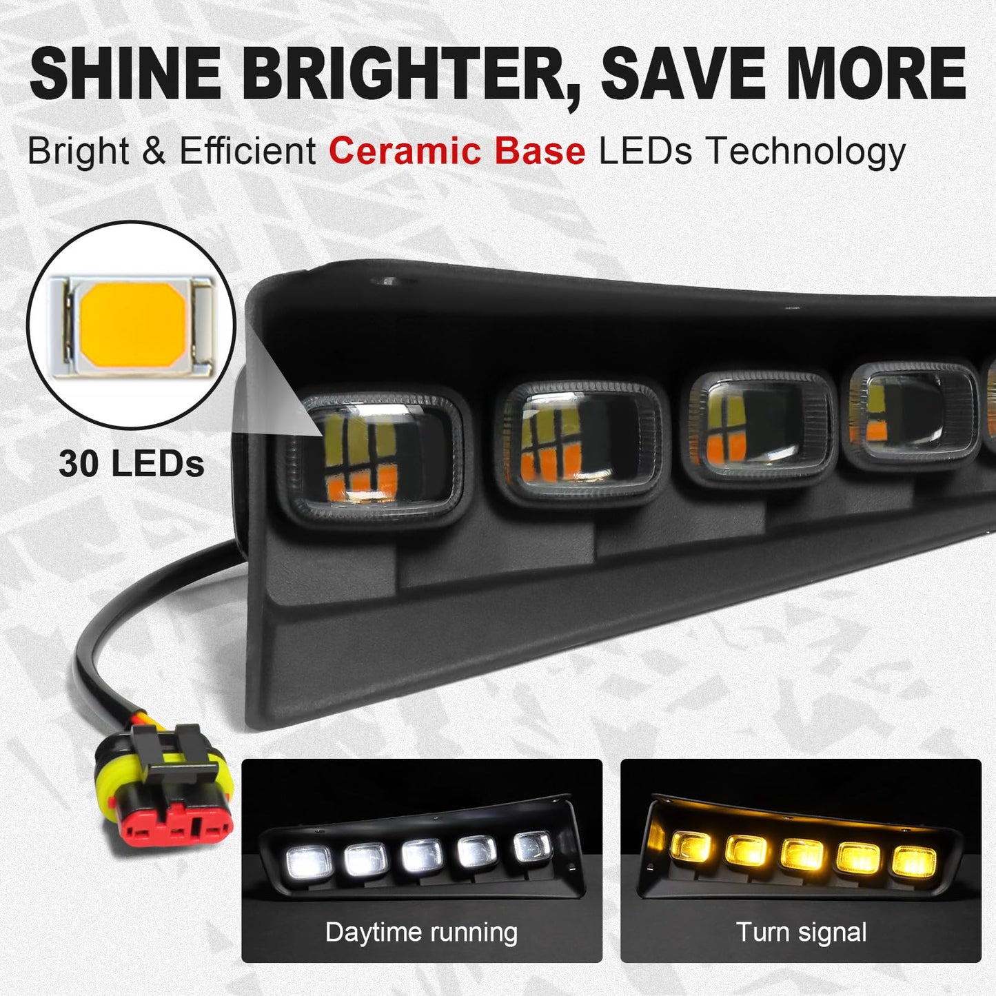 Ford Bronco LED Fog Lights with DRL, Amber Turn Signal