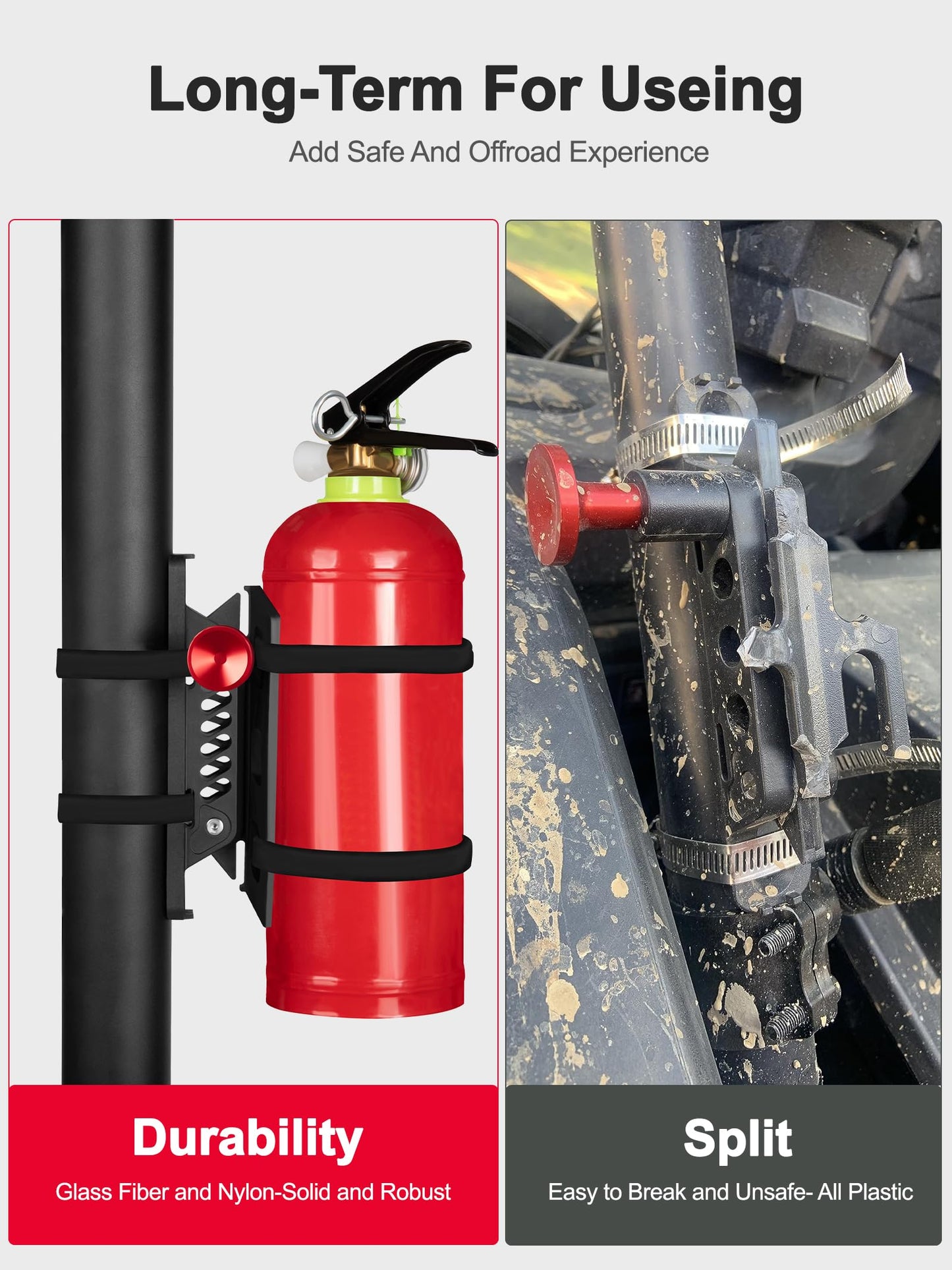 Adjustable Quick-Release Fire Extinguisher Mount for Jeep/UTV Roll Bar - Universal Fit
