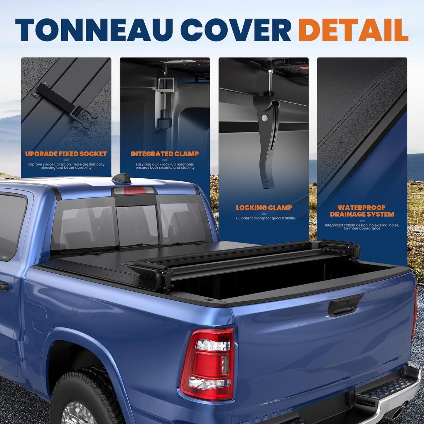 Soft Tri-fold 5.6 Feet Bed Tonneau Cover Compatible for 2009-2025 Dodge Ram 1500 (Incl. 2019-2024 Classic & 2019-2025 New Body Style) W/o Ram Box Truck Bed