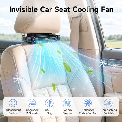 Backseat Car Fan, USB Headrest Cooling for Kids