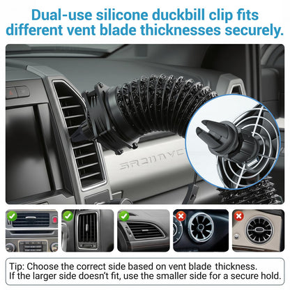 Car AC Vent Extender with USB Fan for Backseat