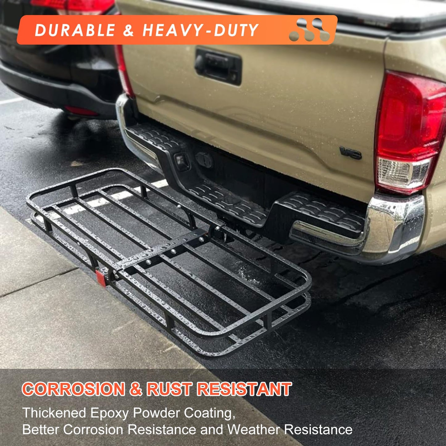 500 lb Hitch Cargo Carrier with Waterproof Bag - 53"x19" Basket, Fits 2" Receiver