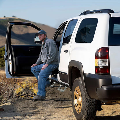 Electrophoresis Black Aluminum Side Steps - 300 lb Capacity, Universal for Chevy/Ford/Toyota/GMC/Dodge/Jeep