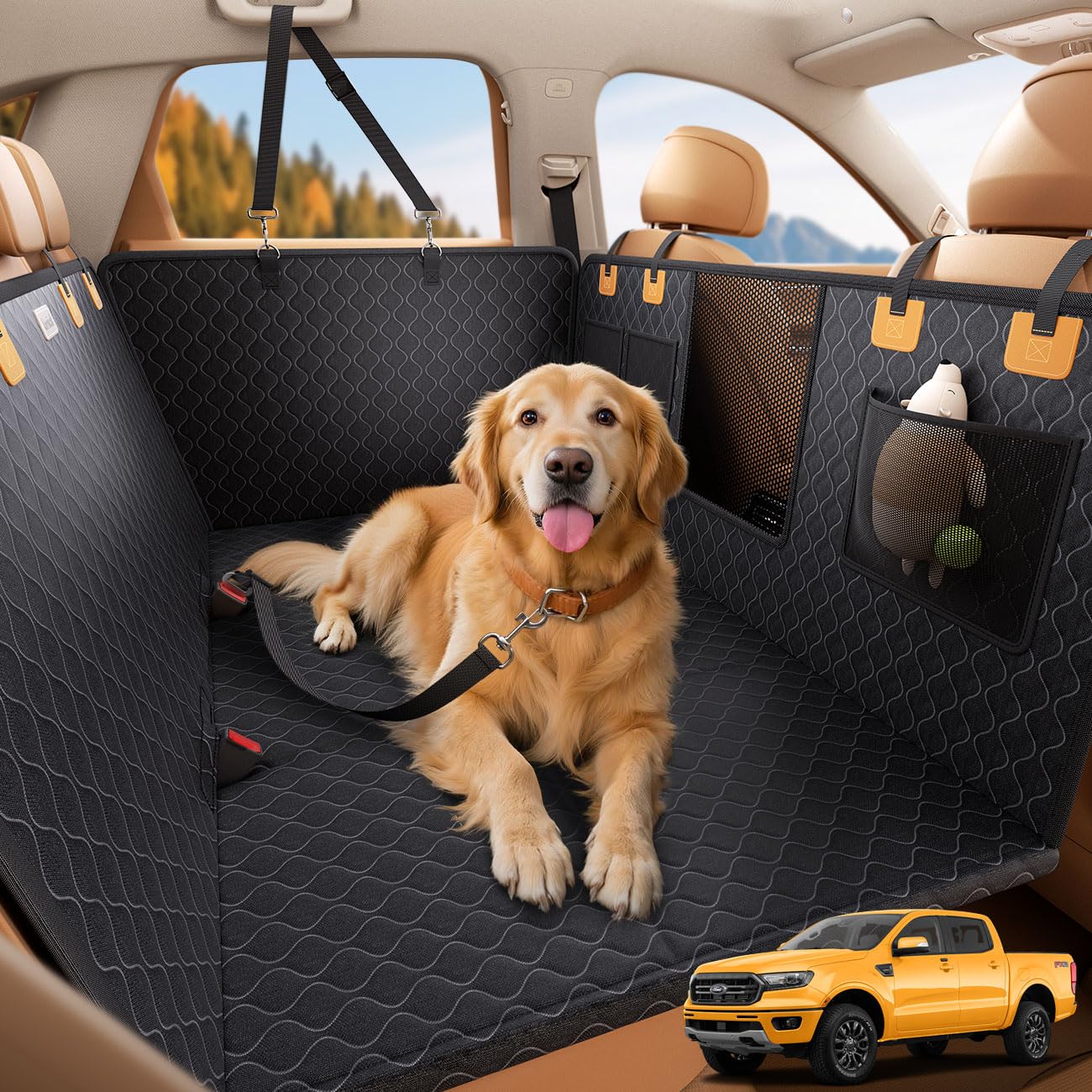 Dog Car Seat Cover - Waterproof Hammock with Mesh Window