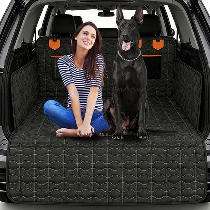 Waterproof Dog Cargo Liner - Large Universal Fit w/Bumper Flap, Non-Slip Scratchproof for SUV/Sedan/Van (Black)