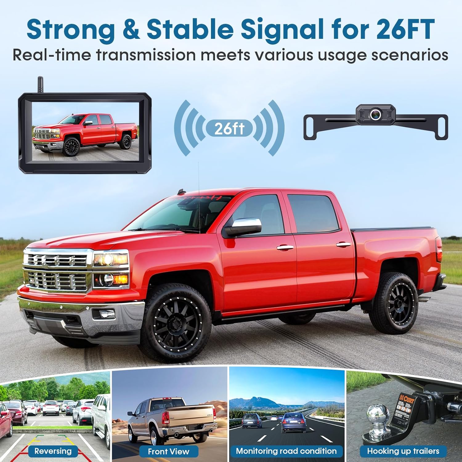 Wireless Backup Camera for Trucks: 5 Inch 1080P HD Display, Rear View Camera, IP69K Waterproof, Night Vision, Dual-Camera Support, DIY Installation, Customizable Parking Lines by Befumly H21