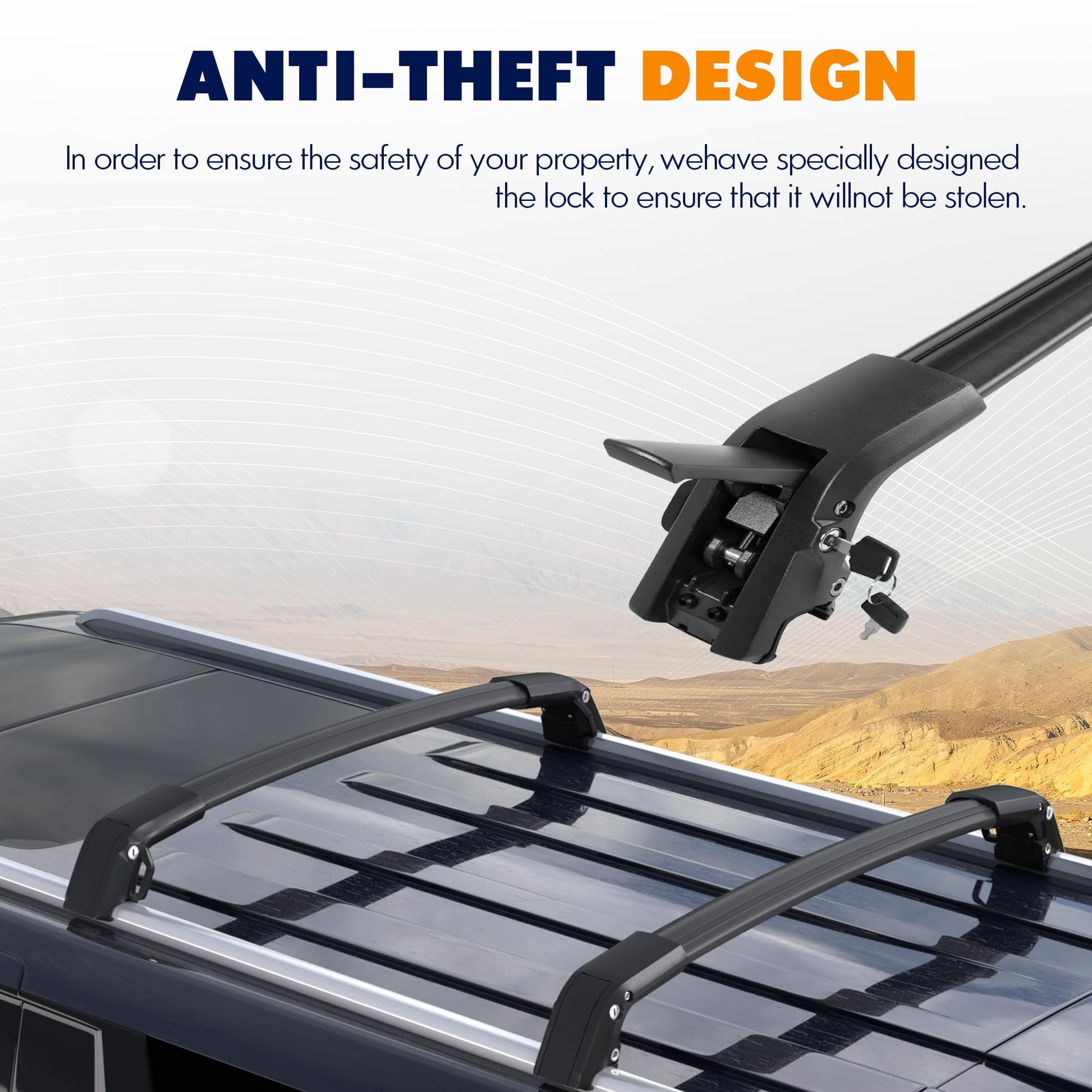 Anti-Theft 440LBS Roof Rack Cross Bars Compatible with 2021-2024 Chevrolet Tahoe, Chevy Suburban, GMC Yukon & Yukon XL, Cadillac Escalade ESV - OHMU