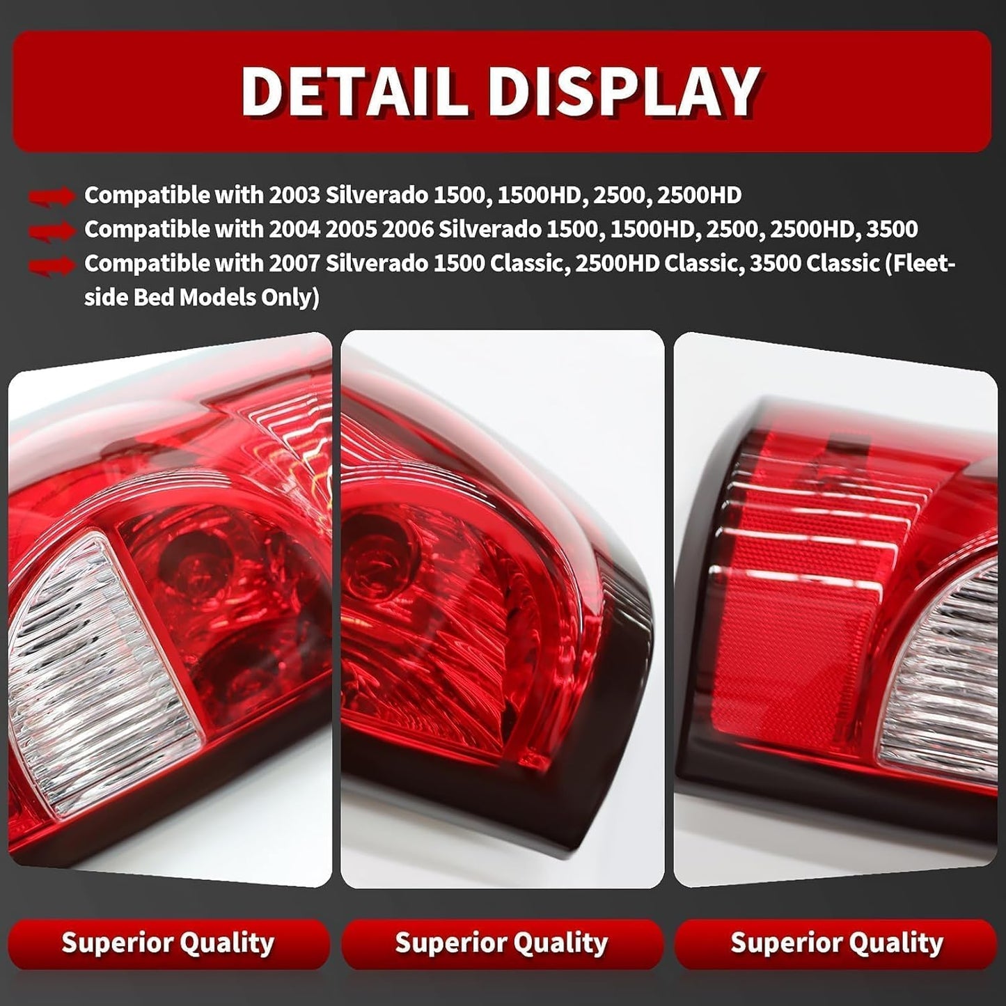Red Tail Lights (Pair) for 2003-2006 Chevy Silverado HD - Replaces GM2800174/GM2801174