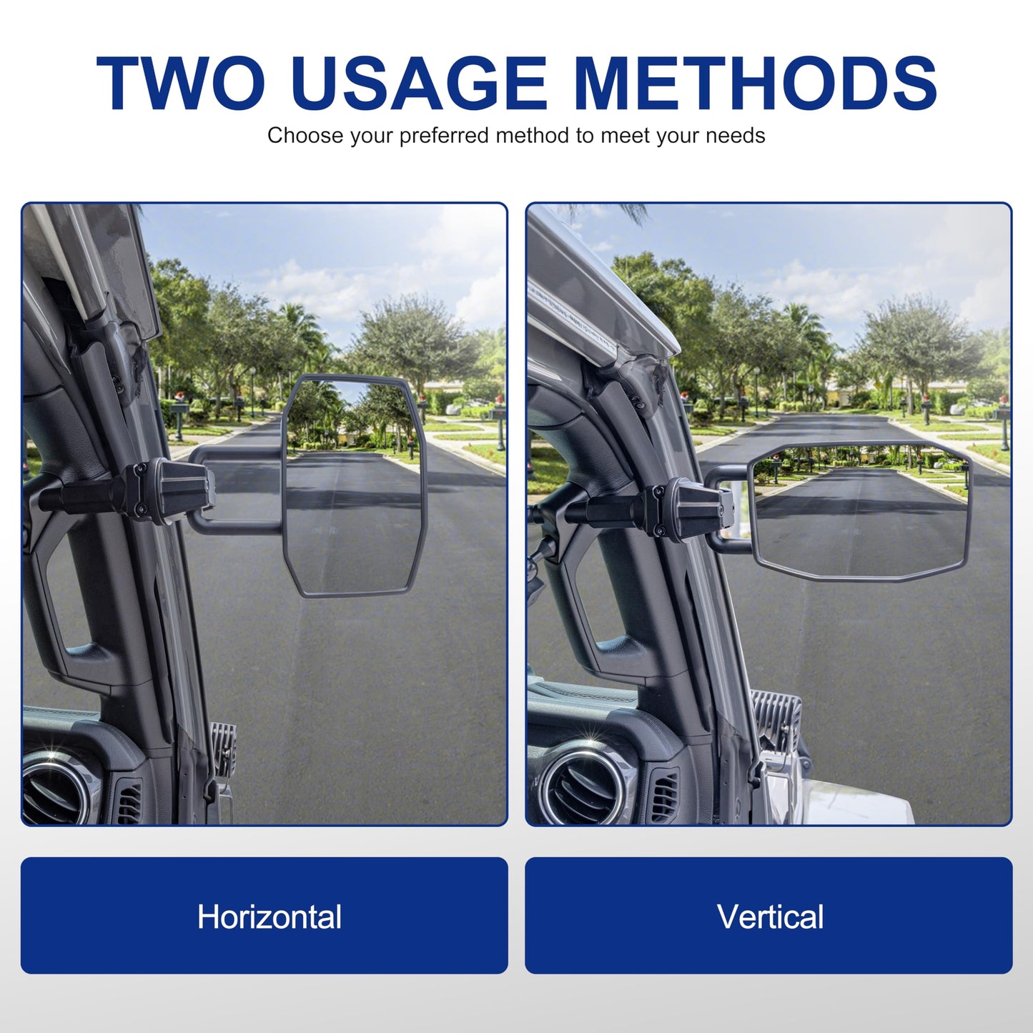 Quick Release Mirrors for 2018-2023 Jeep Wrangler JL & Gladiator JT (Patent Design)