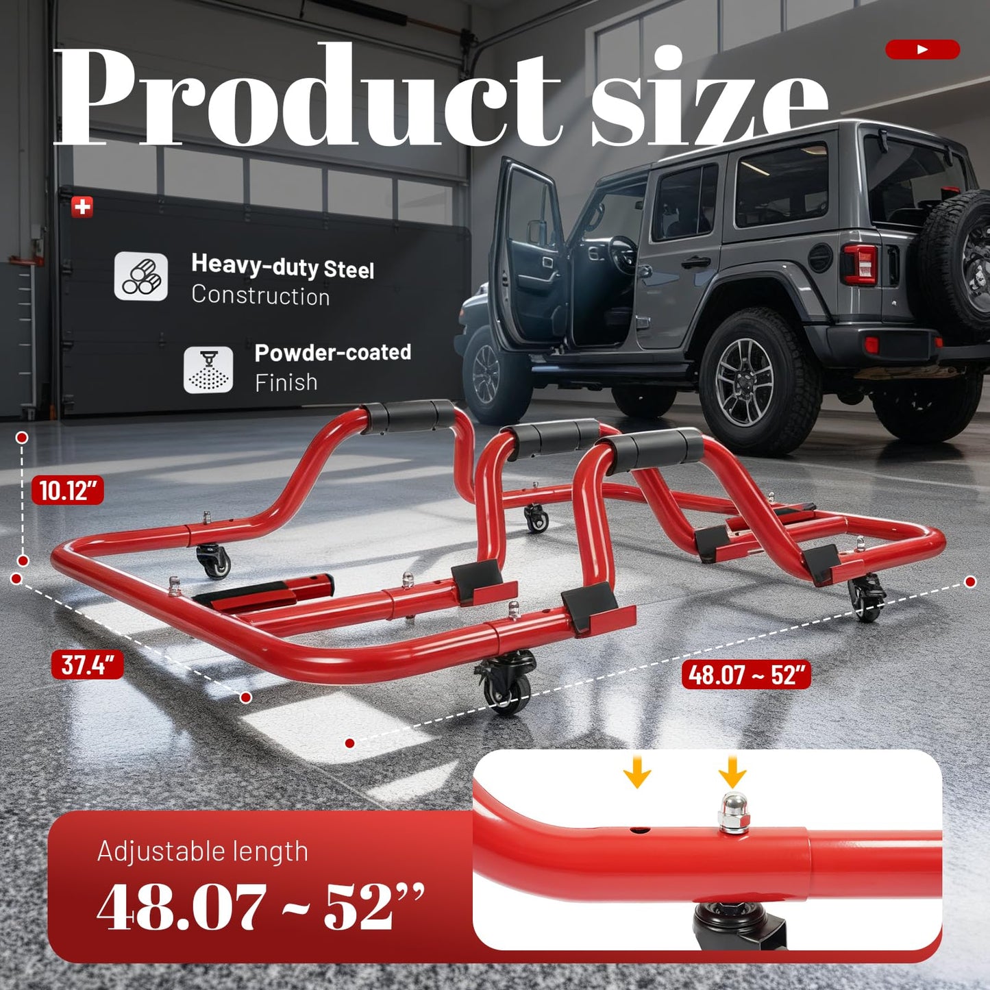 Jeep Wrangler Hardtop Storage Cart with Sliding Brakes