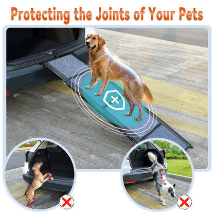 63"x17" Foldable Dog Ramp - 200 lb Capacity, Non-Slip Rug Surface for Large Dogs (Car/SUV/Truck)