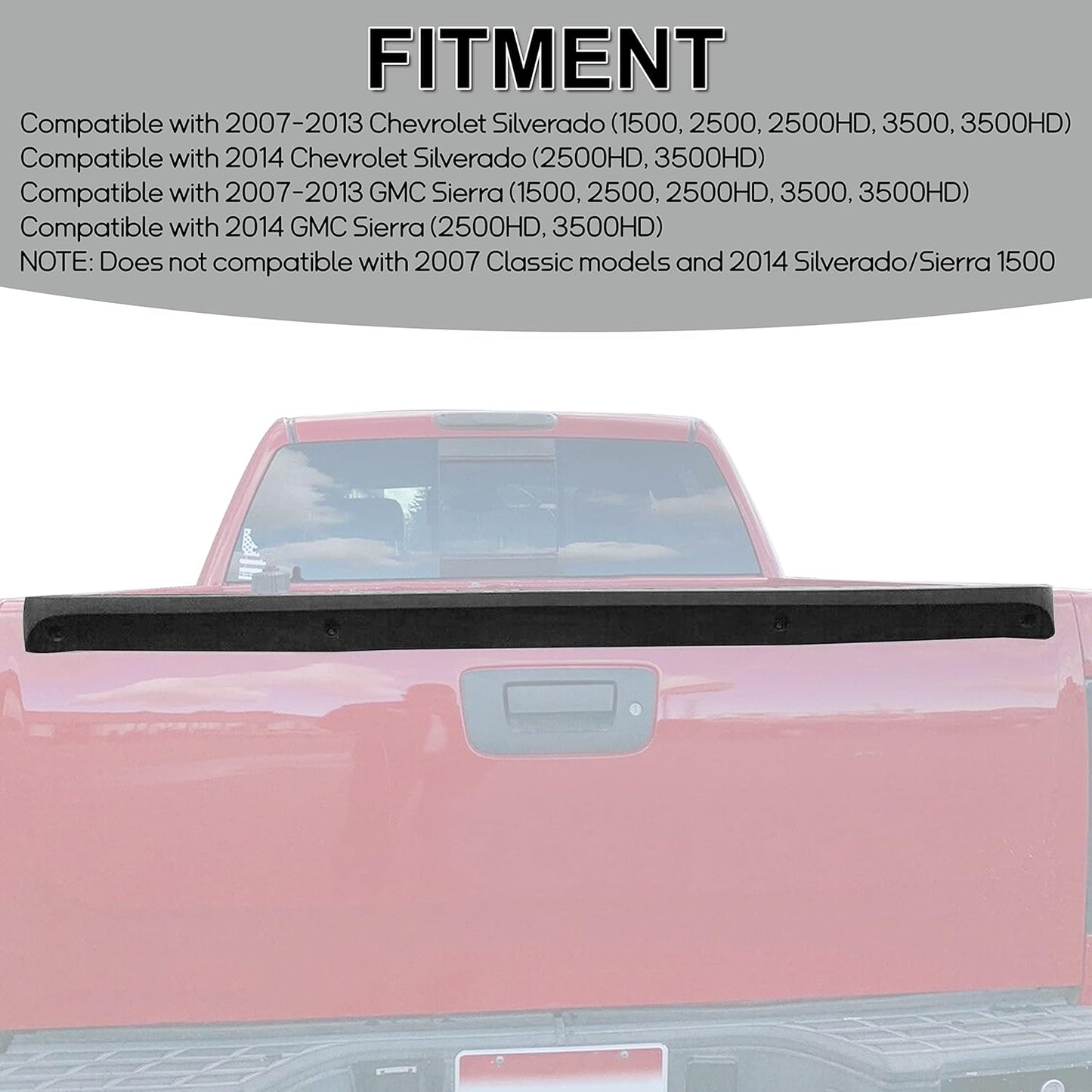 Tailgate Cap Spoiler for 2007-2013 Chevy/GMC 1500 & 2007-2014 HD - Replaces 25844299/GM1904104