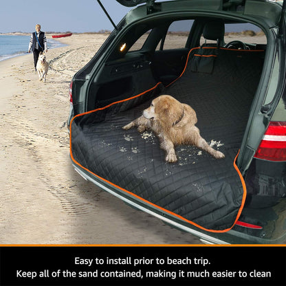 Heavy-Duty Waterproof Dog Cargo Liner - Nonslip w/Bumper Flap, Washable, Universal Large SUV Fit