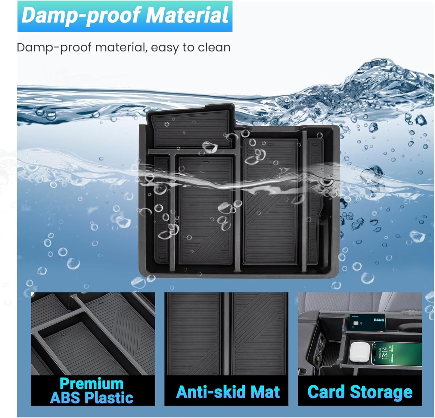 Armrest Storage Box Tray for 2013-2024 Ram 1500/Classic & 2500/3500 - Fits 3-Cup Jump Seat