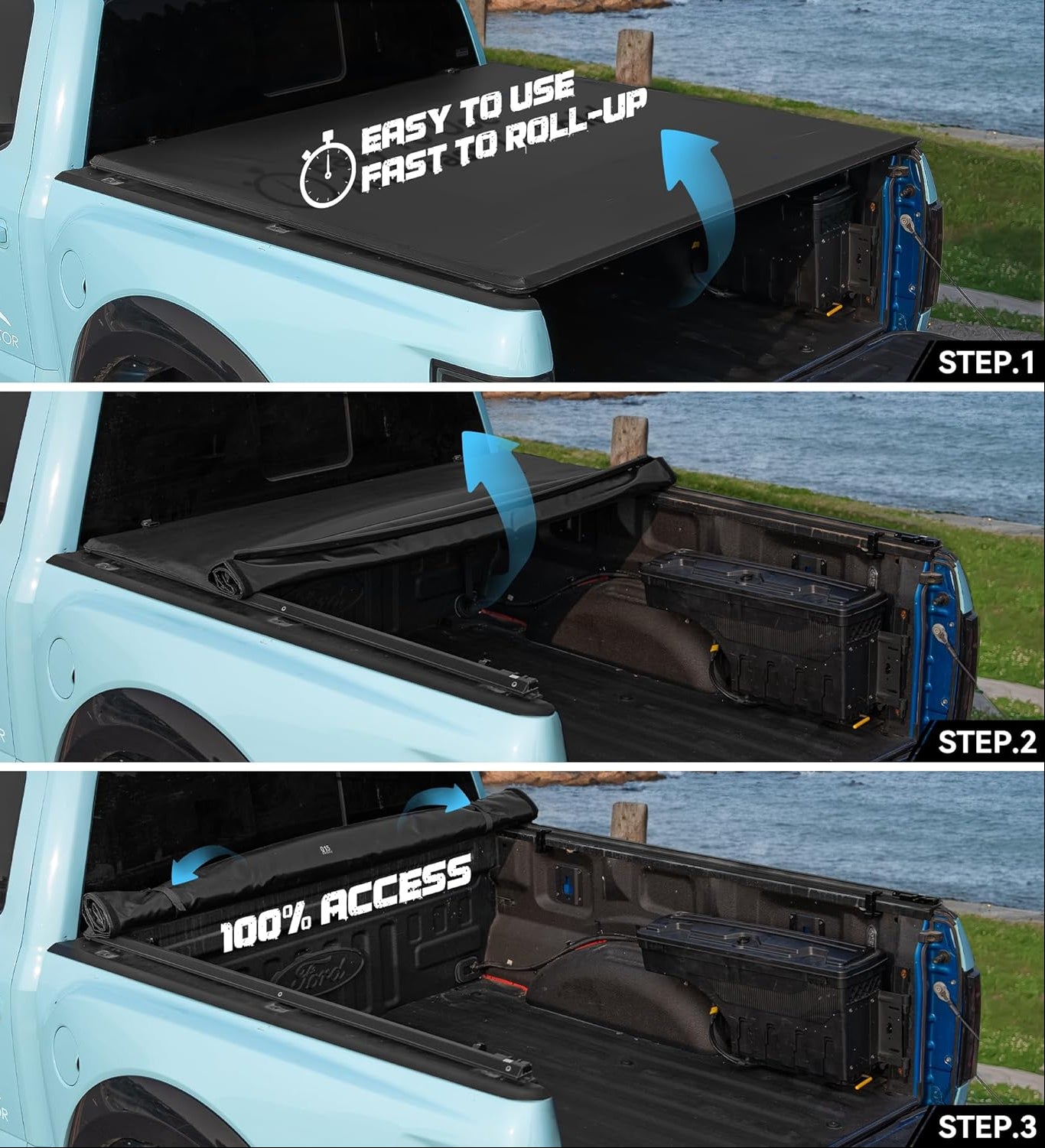 Soft Roll-Up Tonneau Cover for 2015-2026 Ford F-150 5.5' Short Bed