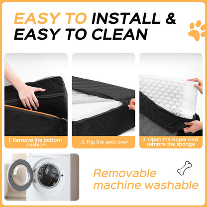 6" Elevated Memory Foam Booster Seat - 35 lb Capacity, Washable w/Safety Leash & Storage Pockets