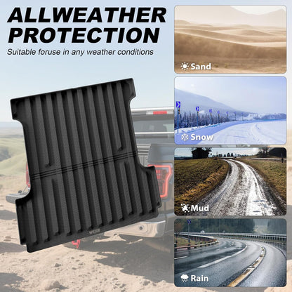 WEIZE Truck Bed Mat for Ford F-150 2015-2025/F-150 Lightning 2022-2023 5.5ft (5'6", 67.1in), All Weather Protection TPE Truck Bed Liner Durable Easy Clean Black