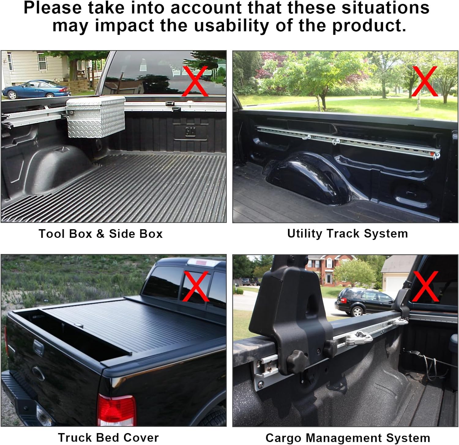 Non-Drilling Truck Rack Fit for 52" to 71" Wide Truck Bed, 800 lb. Capacity - OHMU