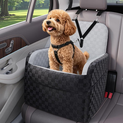 Elevated 6" Dog Booster Seat - Memory Foam, 26 lb Capacity, Removable Cover w/Storage Pockets