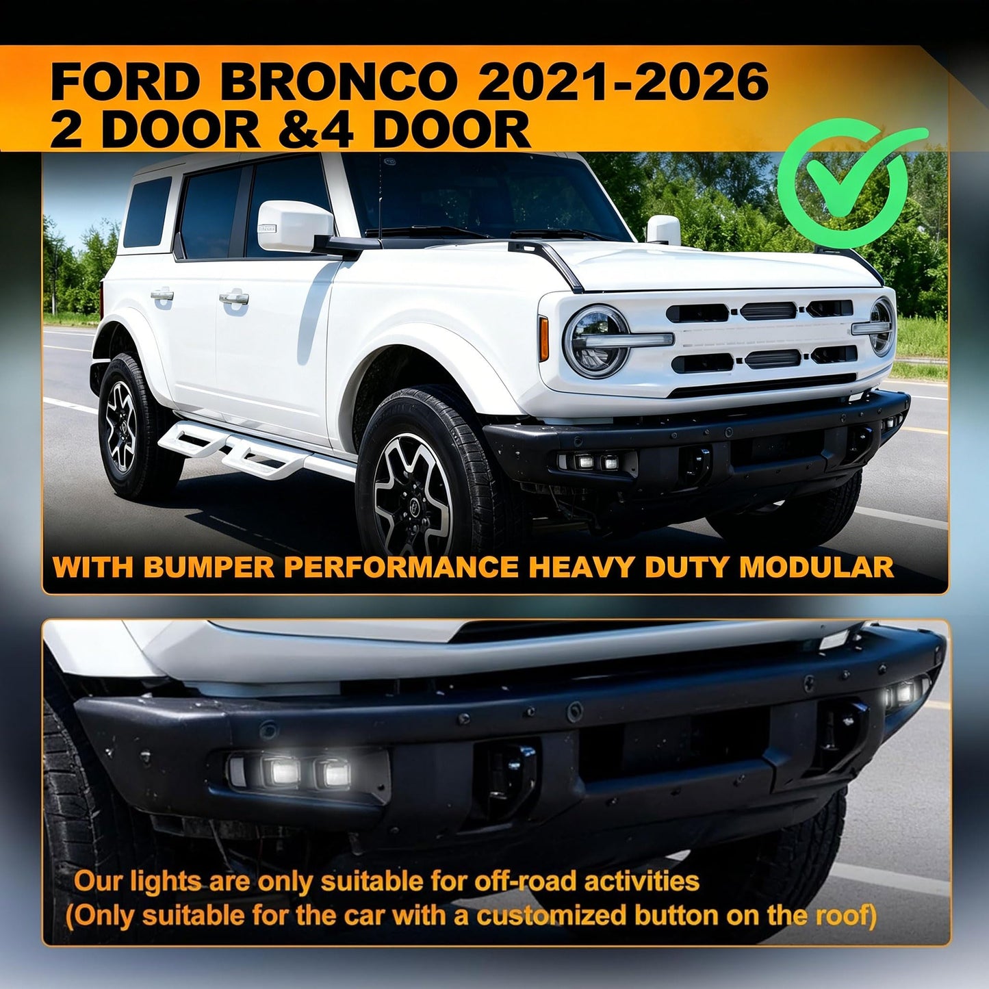 Bronco LED Fog Lights: Raptor Style, DRL Turn Signal, Dual Color