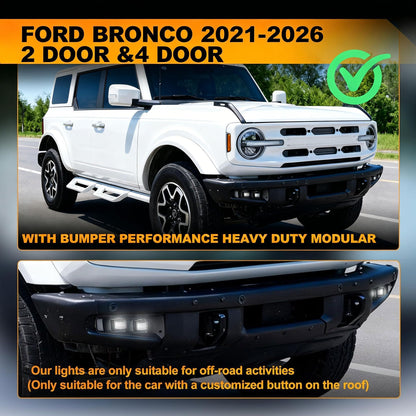 Bronco LED Fog Lights: Raptor Style, DRL Turn Signal, Dual Color