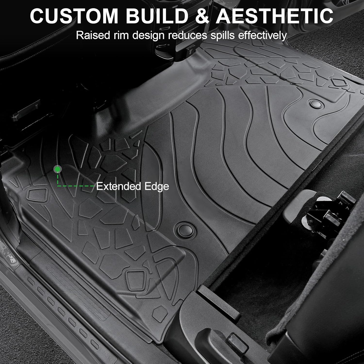 Car Floor Mats Fit for Dodge Ram 1500 Crew Cab 2019-2024 New Body (NOT Classic Models) Rear Row with Under-seat Storage, All Weather Truck Floor Liners Front & 2nd & Door Sill Guards Black Accessories