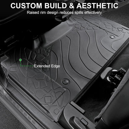Car Floor Mats Fit for Dodge Ram 1500 Crew Cab 2019-2024 New Body (NOT Classic Models) Rear Row with Under-seat Storage, All Weather Truck Floor Liners Front & 2nd & Door Sill Guards Black Accessories