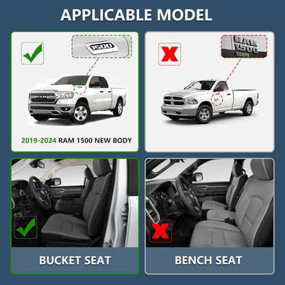 KARPAL Floor Mats for Ram 1500 DT Crew Cab 2019-2024 New Body Style (NOT Fit Classic Body), TPE All-Weather Floor Liners 1st & 2nd Row Car Mats with & w/o Underseat Storage, Ram Accessories