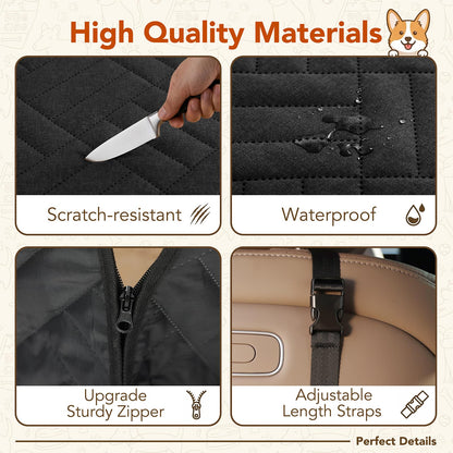 600D Oxford Hard-Bottom Dog Seat Cover - 400 lb Capacity, Waterproof Scratch-Proof for Car/SUV