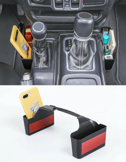 Savadicar GT-2 Shifter Storage Box, Gear Shift Side Tray, Center Console Organizer Compatible with 2018-2025 Jeep Wrangler JL JLU 4XE & Gladiator JT, Interior Storage Accessories, Black, 1 PC