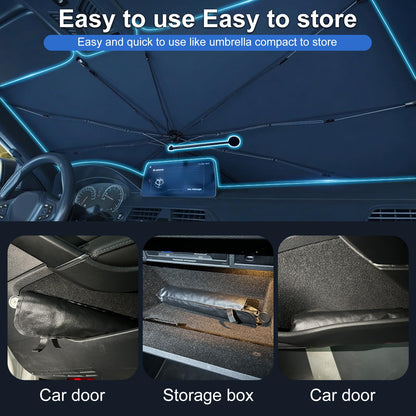Foldable Car Windshield Sun Shade Umbrella, UV Block, Sedans SUVs Medium