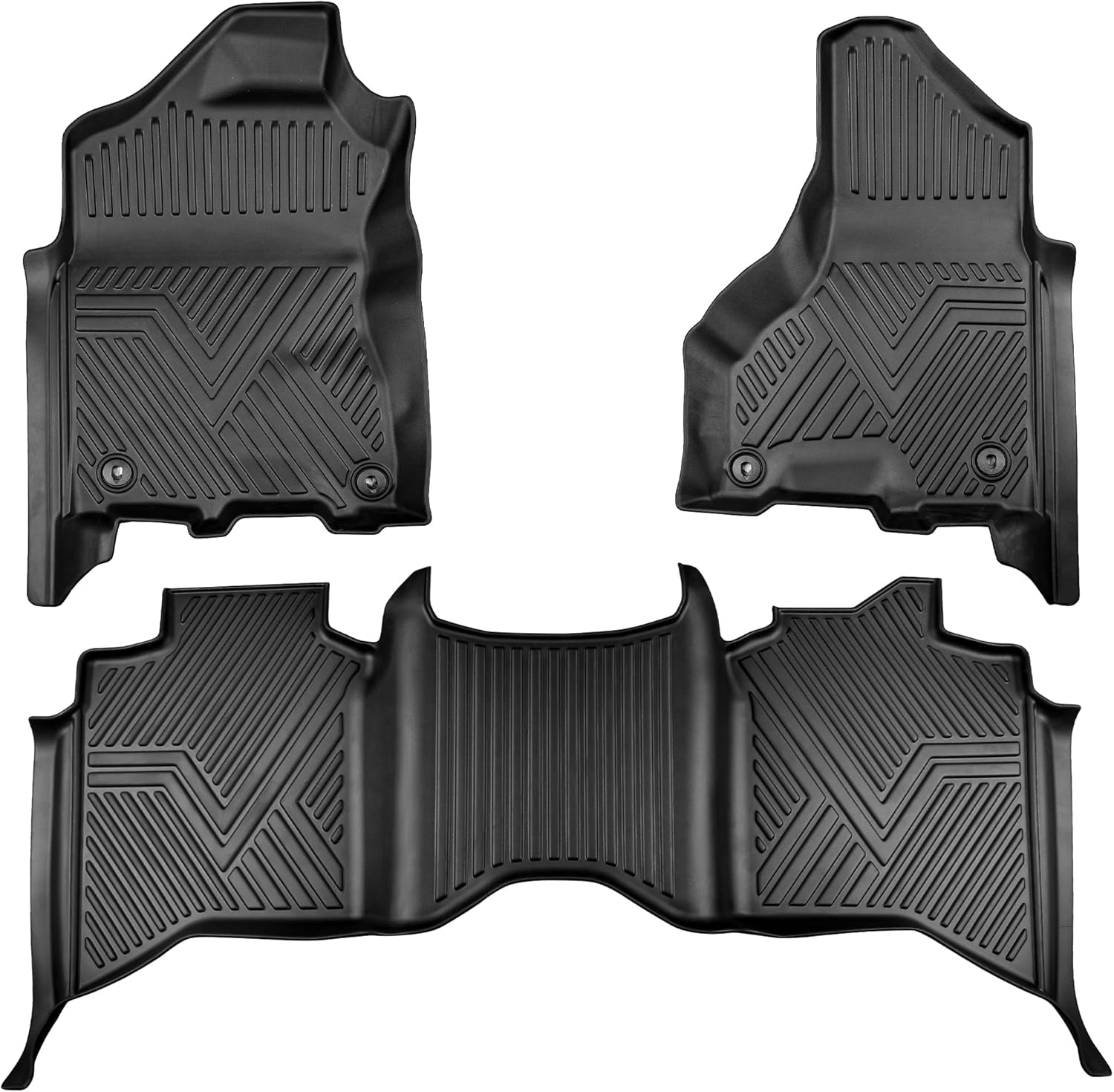 Floor Mats for Ram 1500 2500 3500 Crew Cab (2013-2018) & Ram 1500 Classic (2019-2024) | Front & Rear Floor Liners | Fit with Cargo Liners | All-Weather Truck Accessories