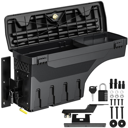 OEDRO Truck Bed Storage Tool Box Fits 2015-2025 Ford F150 Driver Side + Passenger Side, 180 Degree Rotation Rear Tool Boxs with Lockable Lid & Password Padlock, Black Waterproof Wheel Well Storage