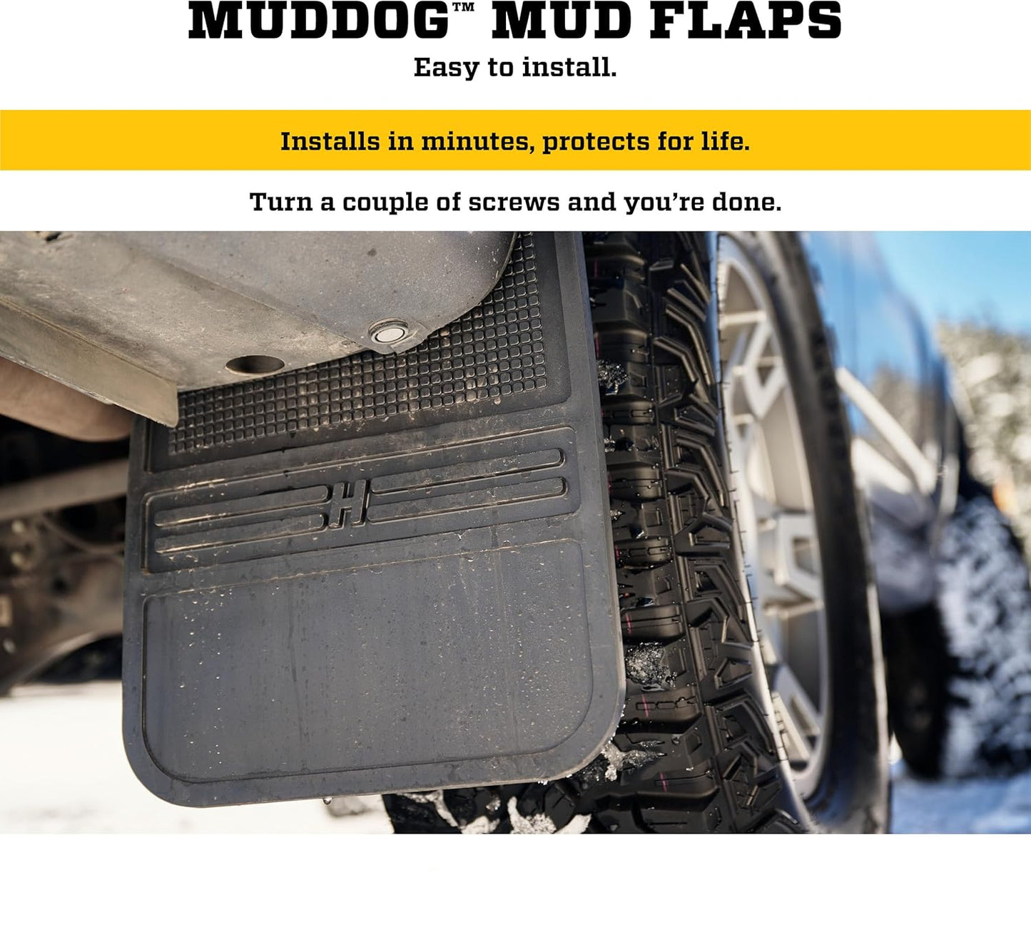 Universal Mud Flaps (12"x22") - Black Rubber Rear Pair, 55100