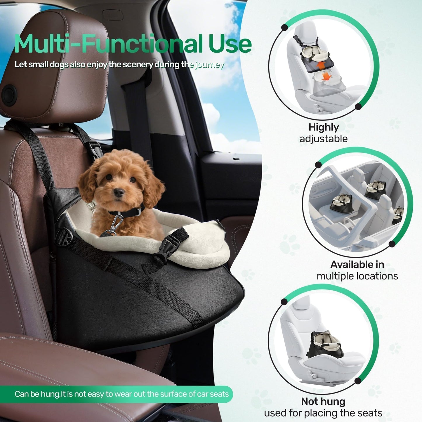 Luxurious Vegan Leather Booster Seat for Tiny Dogs