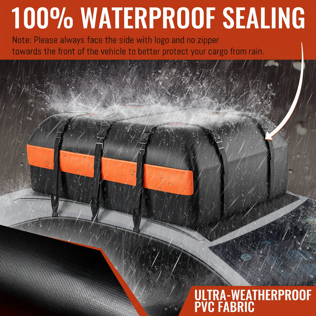 21ft³ Waterproof Rooftop Cargo Bag - 840D Heavy-Duty, w/Mat/Hooks/Lock for All Vehicles