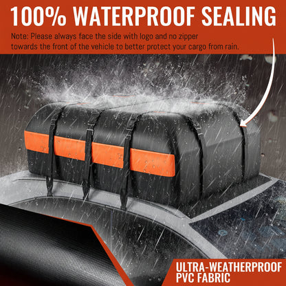 21ft³ Waterproof Rooftop Cargo Bag - 840D Heavy-Duty, w/Mat/Hooks/Lock for All Vehicles