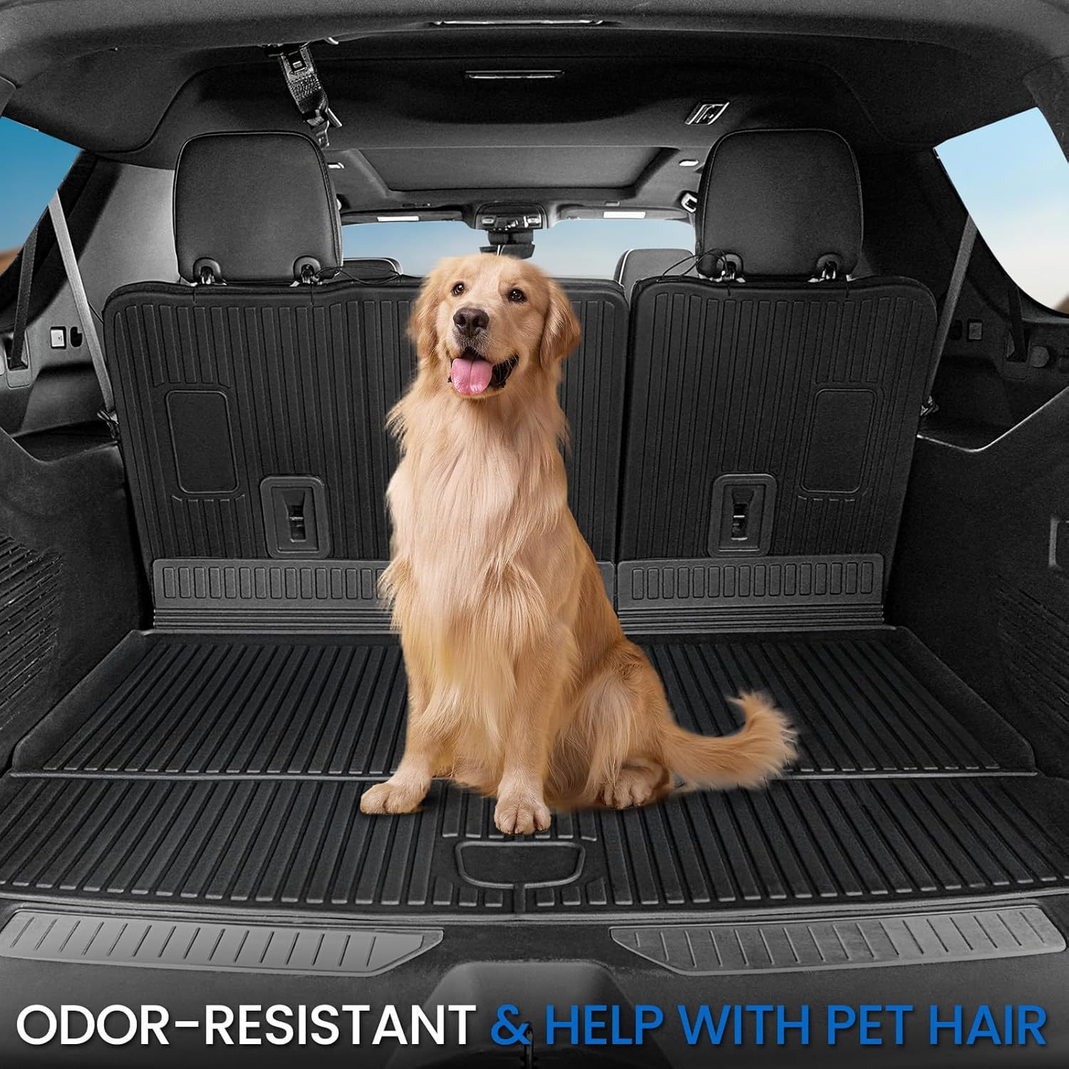 Cargo Mat Backrest Mats for 2021-2024 2025 Chevrolet Chevy Suburban/GMC Yukon XL SUV Car Mat Accessories, All Weather TPE Trunk Cargo Liner(Cargo Mat+3rd Row Backrest Mat)