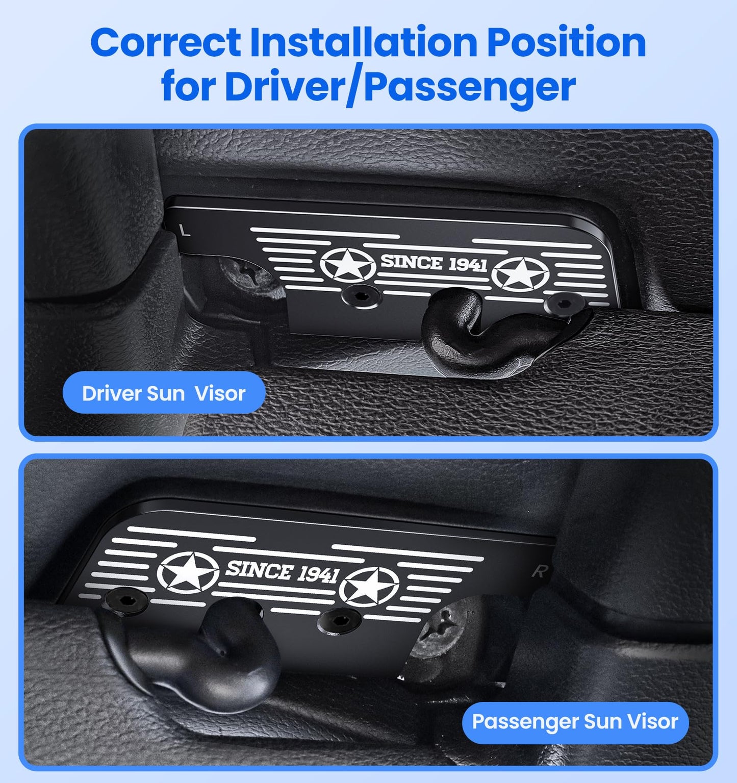 USA Flag Sun Visor Clips for Jeep Wrangler & Gladiator - Fix Loose Visors