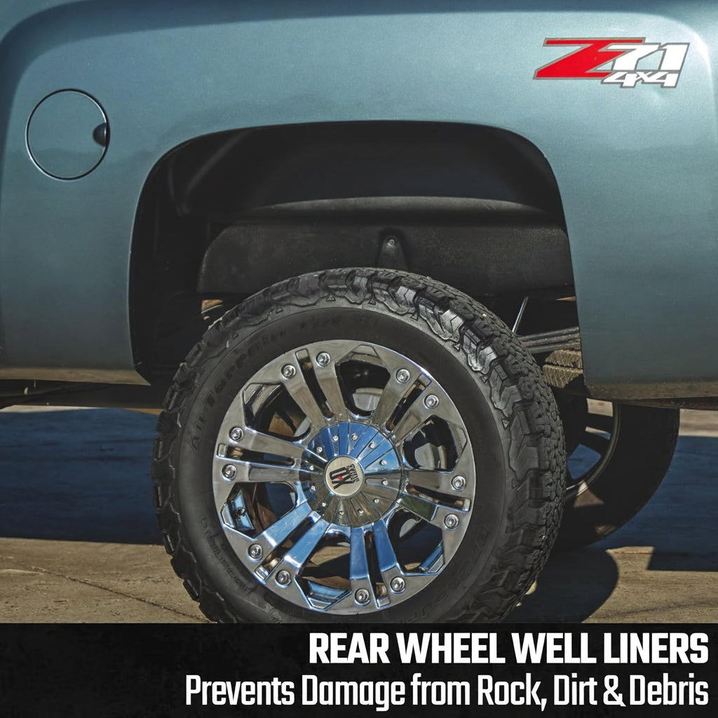 Bolt-On Rear Wheel Well Liners for 2007-2013 Silverado 1500 & 2007-2010 Silverado HD - USA-Made
