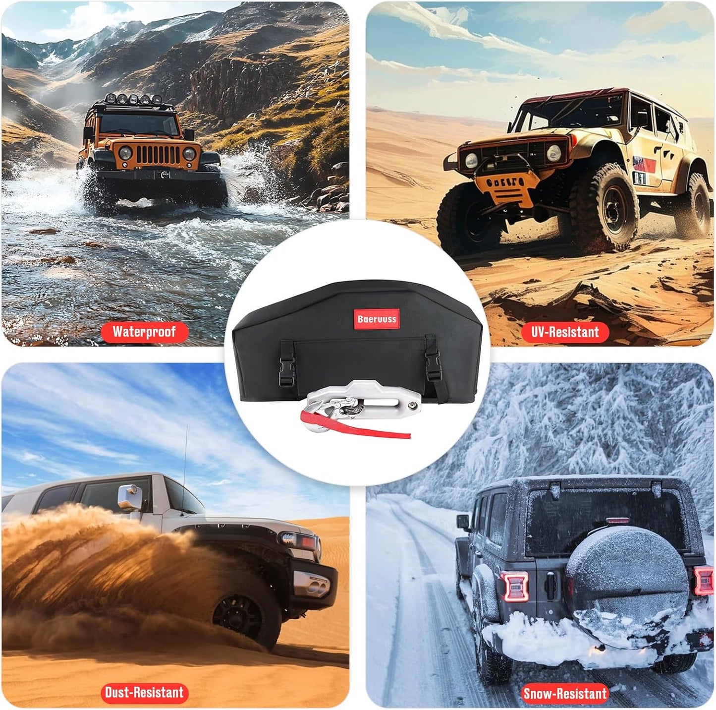 Heavy Duty Winch Cover - UV & Waterproof for up to 13500 lbs Winches