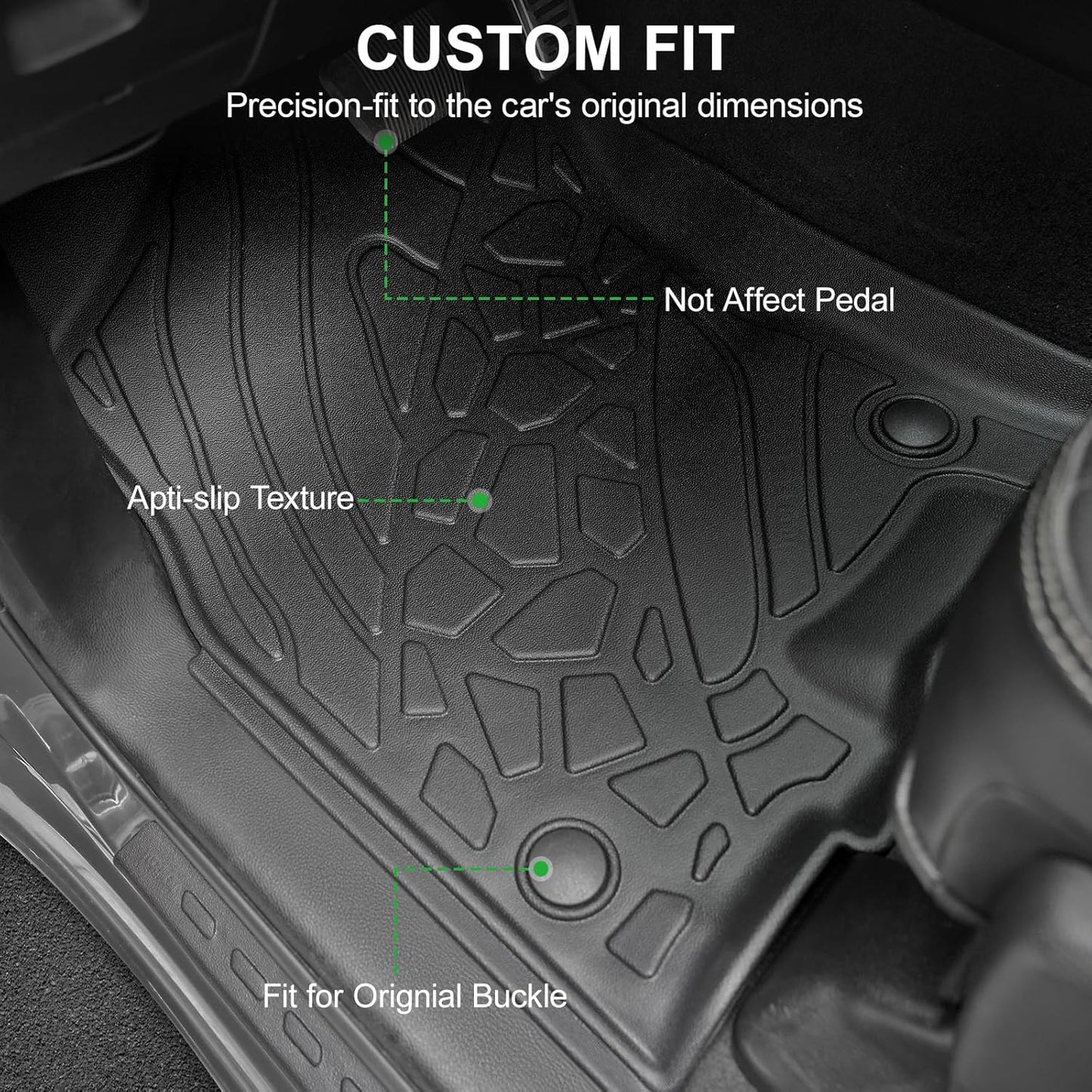 Car Floor Mats Fit for Dodge Ram 1500 Crew Cab 2019-2024 New Body (NOT Classic Models) Rear Row with Under-seat Storage, All Weather Truck Floor Liners Front & 2nd & Door Sill Guards Black Accessories