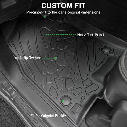 Car Floor Mats Fit for Dodge Ram 1500 Crew Cab 2019-2024 New Body (NOT Classic Models) Rear Row with Under-seat Storage, All Weather Truck Floor Liners Front & 2nd & Door Sill Guards Black Accessories