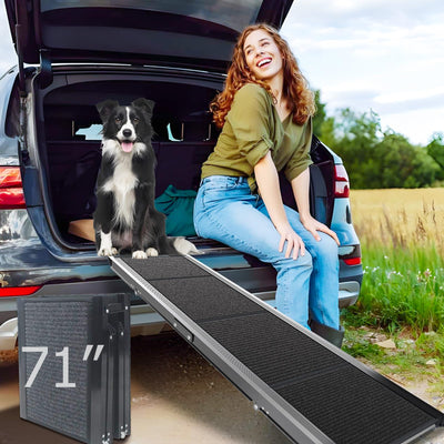 71"x17.3" Foldable Dog Ramp - 250 lb Capacity, Non-Slip Wide Surface for SUV/Truck/Car