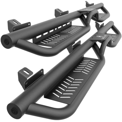 Two-Stair Black Running Boards for 2018-2026 Jeep Wrangler JL 4-Door - Rock Slider Nerf Bars