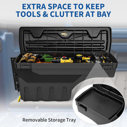 OEDRO Truck Bed Storage Tool Box Fits 2015-2025 Ford F150 Driver Side + Passenger Side, 180 Degree Rotation Rear Tool Boxs with Lockable Lid & Password Padlock, Black Waterproof Wheel Well Storage
